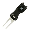 The switchblade golf divot tool is a handy and efficient accessory for golfers. With its sleek design and easy-to-use mechanism, it effortlessly repairs divots on the green. The switchblade feature allows for compact storage and quick deployment.