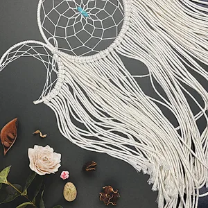 Moon Goddess Macrame Woven Wall Hanging, Boho Half Moon Large Dream Catcher