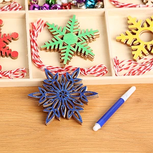 Christmas Wooden Hanging Ornaments Wood Slices Christmas Crafts for Kids DIY Christmas Decorations Party Supplies