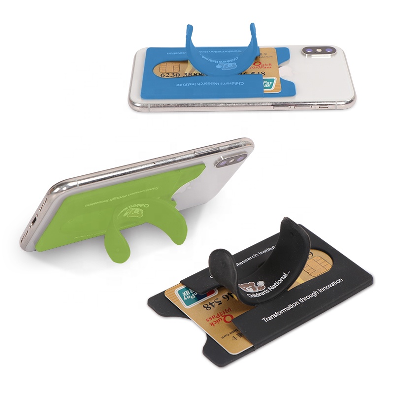 Silicone Mobile Phone Card Holder Custom Logo Printing Cell Phone Stand Id Card Wallet Credit Card Holder