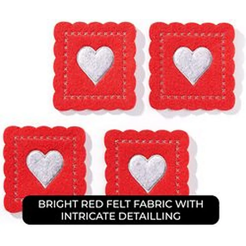 Valentine's Day Lovers Themed Red Square Engraved Heart Shaped Drink Coaster
