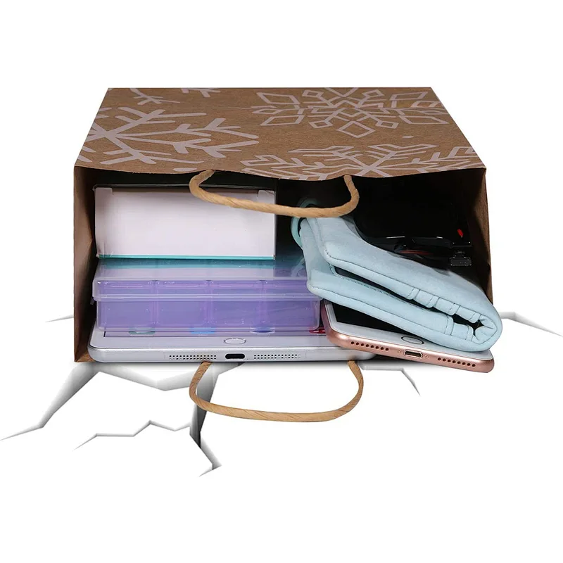 Medium Premium Christmas Gift Bags- Classic Variety Kraft Gift Bags Bulk Christmas Bags