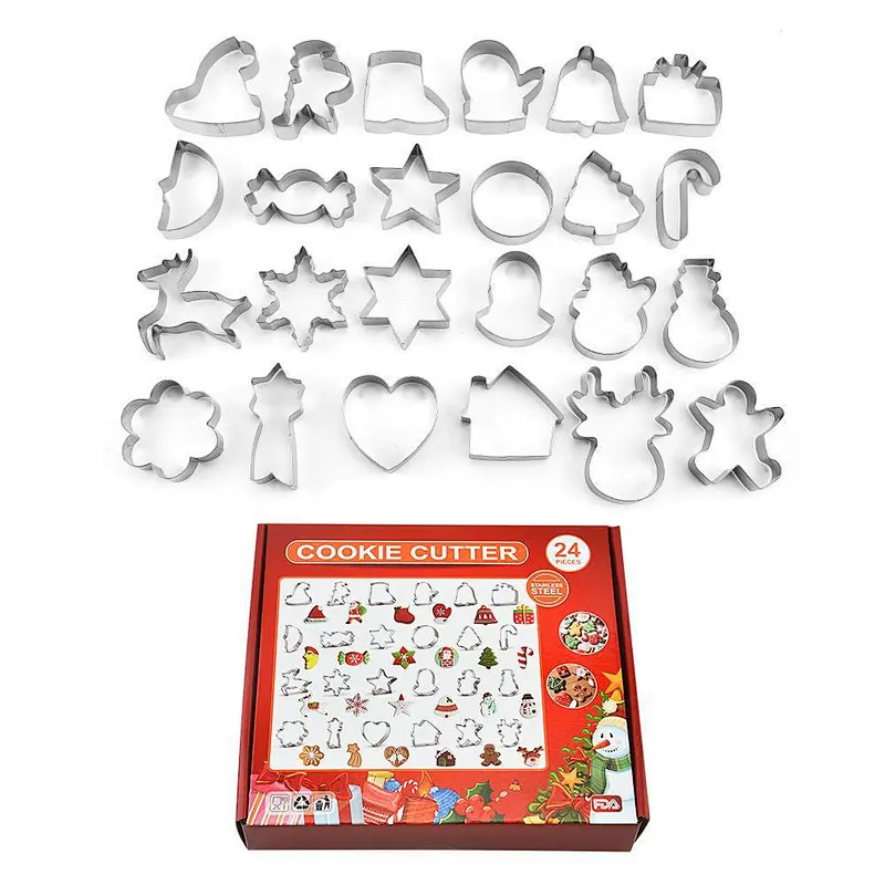 Custom Made Metal Stamp New Year Decoration Cake Tools Biscuit Mold Christmas Cutter Different Shape Cookie Cutter