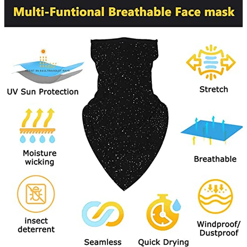 Face Mask Reusable Washable Cloth Bandanas Women Men Neck Gaiter Cover Ear Loops