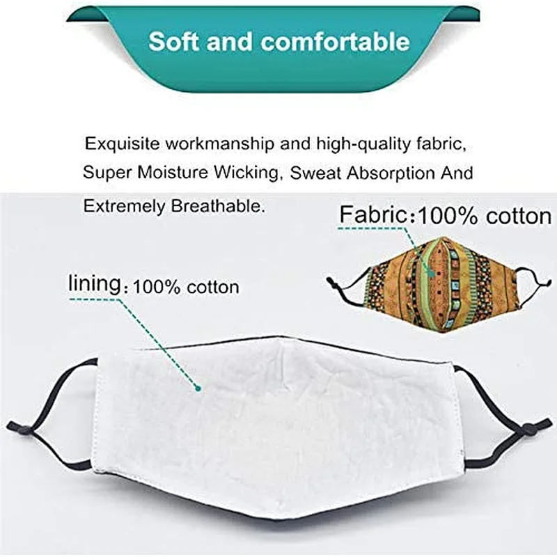 Men Women Soft Cotton Fabric Mask Half Face Protective Fashion  Face Cover Mask Bandana