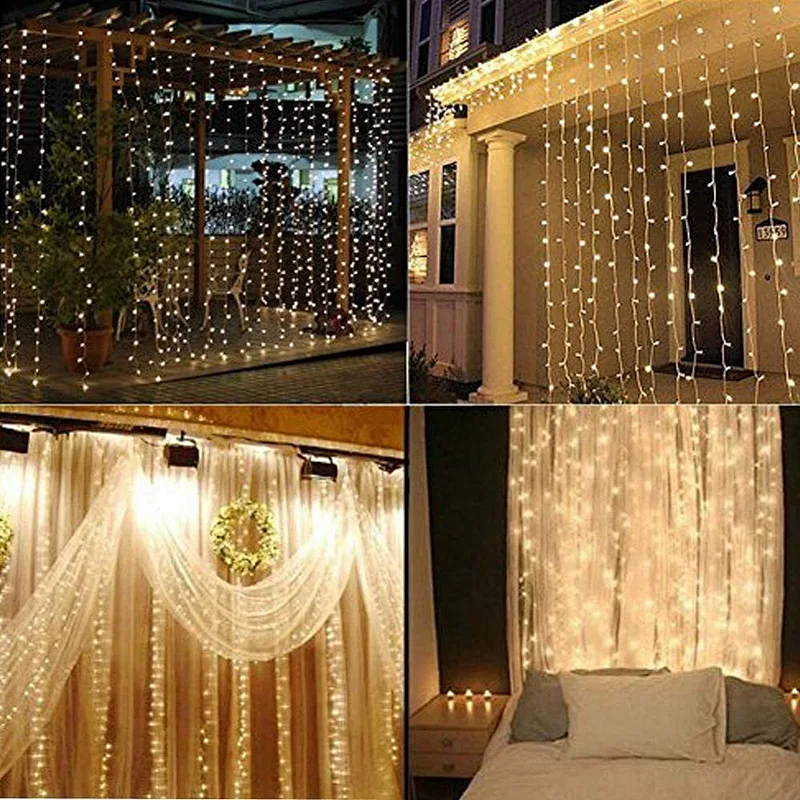 LED Window Curtain String Light Wedding Party Home Garden Bedroom Outdoor Indoor Wall Decorations