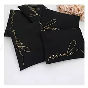 Custom Logo Makeup Brush Zipper Pink Small Rose Gold Logo Nylon Bridesmaid Gifts Pink Cosmetic Bags