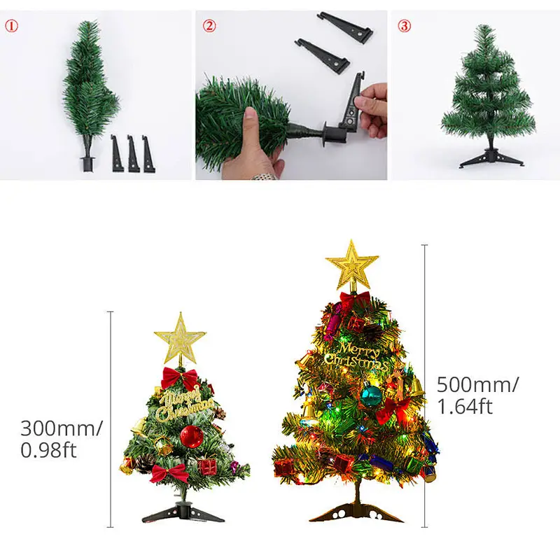 Hot-selling 30cm Green Pvc Artificial Tree Window Desktop Decoration Ornaments Mini Christmas Tree