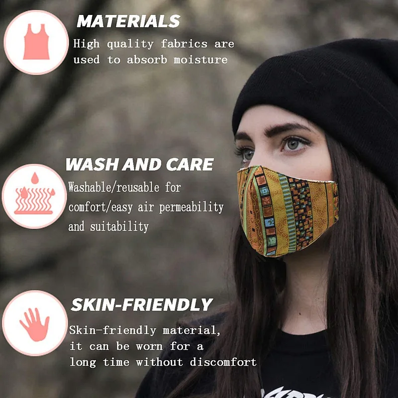 Men Women Soft Cotton Fabric Mask Half Face Protective Fashion  Face Cover Mask Bandana