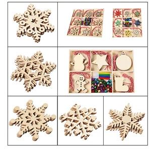 Wholesale Cheaper Xmas Wooden Snowflake Ornaments Cutouts For Christmas Embellishments
