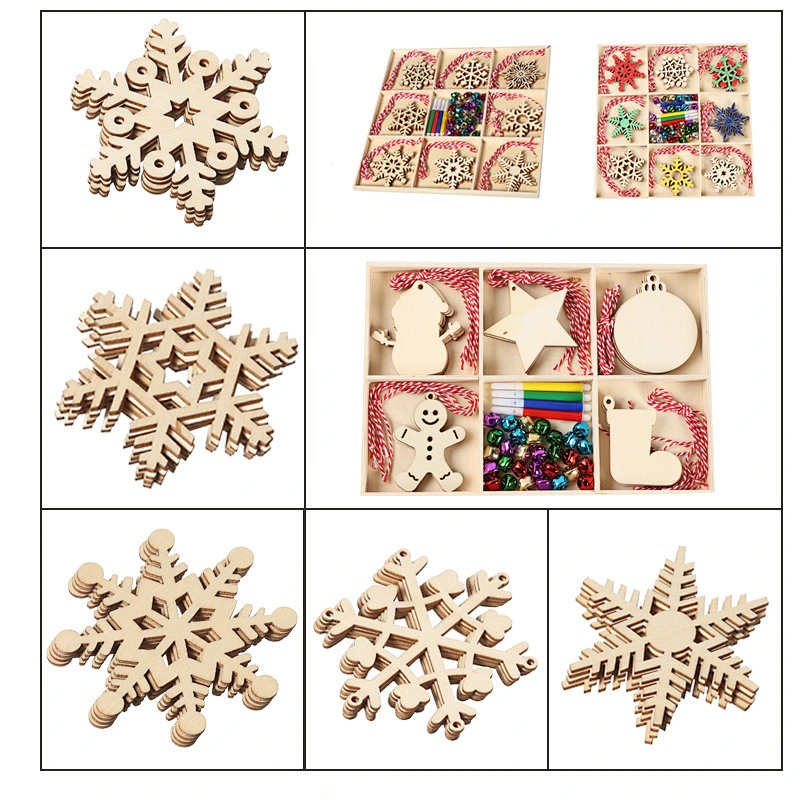 Wholesale Cheaper Xmas Wooden Snowflake Ornaments Cutouts For Christmas Embellishments