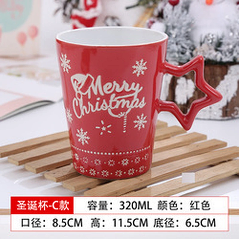 Cheap Wholesale 300ml 3d Cute Cartoon Decorated Merry Christmas Gift Cup Reusable Kid Coffee Milk Ceramic Mug With Handle