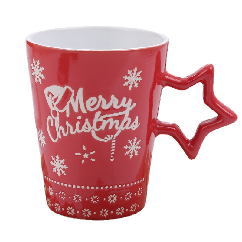 Cheap Wholesale 300ml 3d Cute Cartoon Decorated Merry Christmas Gift Cup Reusable Kid Coffee Milk Ceramic Mug With Handle
