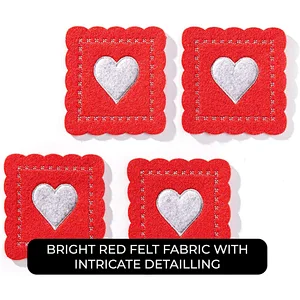 Valentine's Day Lovers Themed Red Square Engraved Heart Shaped Drink Coaster