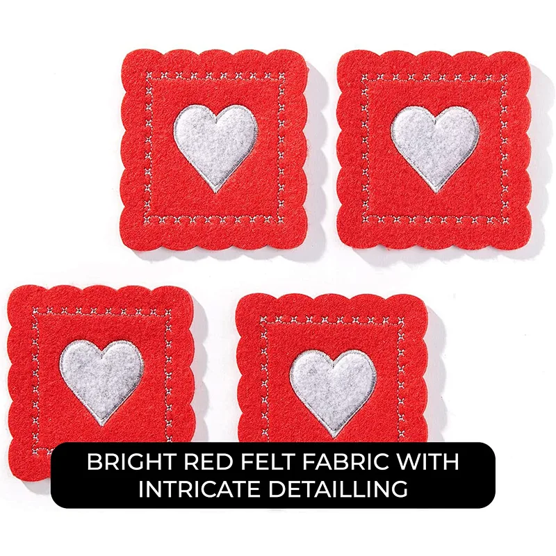Valentine's Day Lovers Themed Red Square Engraved Heart Shaped Drink Coaster