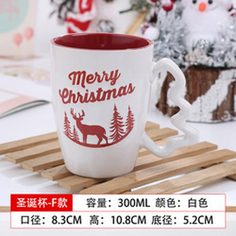Cheap Wholesale 300ml 3d Cute Cartoon Decorated Merry Christmas Gift Cup Reusable Kid Coffee Milk Ceramic Mug With Handle