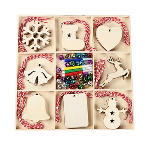 Christmas Wooden Hanging Ornaments Wood Slices Christmas Crafts for Kids DIY Christmas Decorations Party Supplies