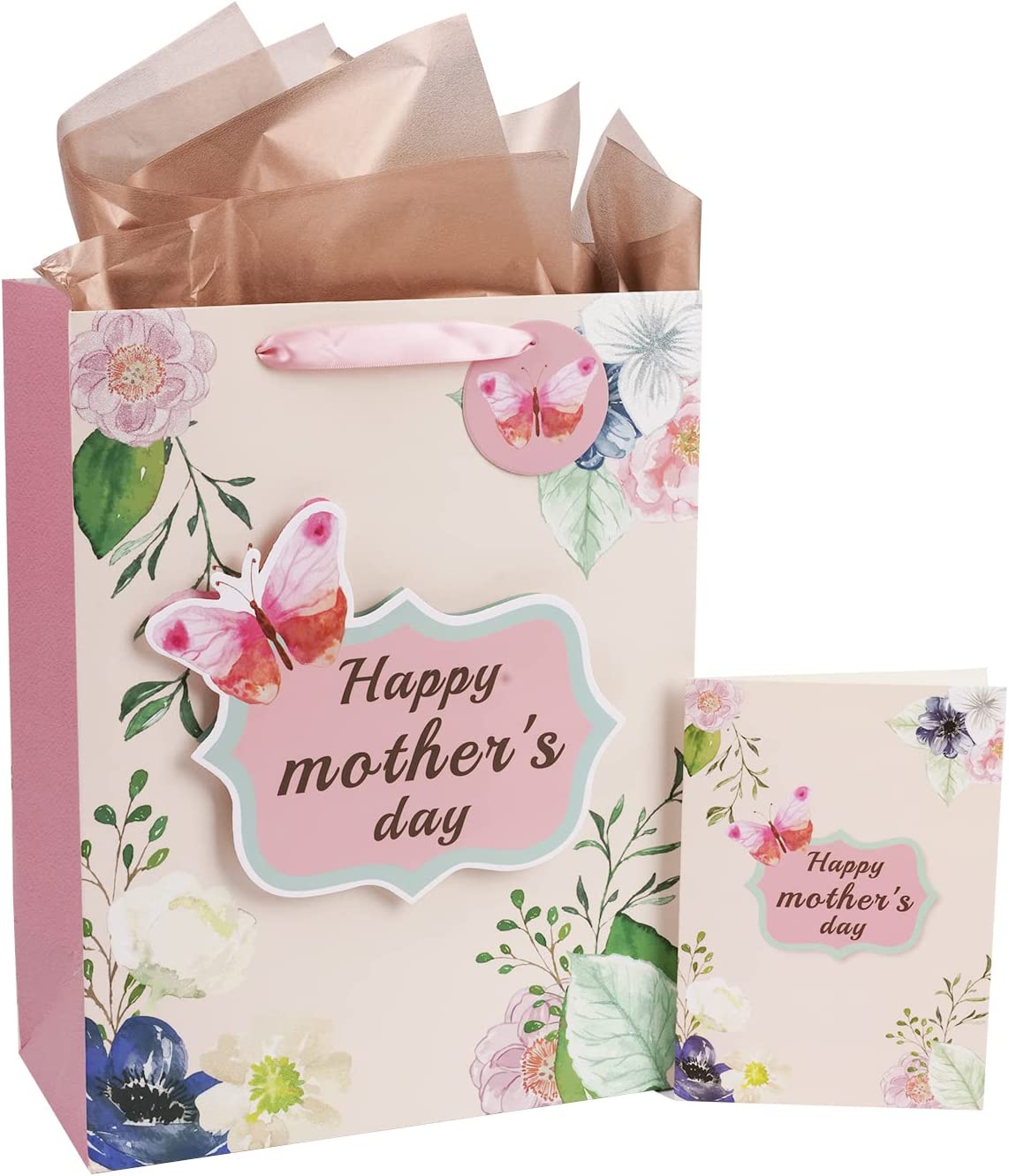 Mothers day Large Shopping Paper Gift Bag with Card Tissue Paper