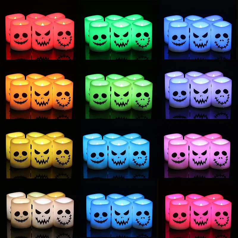 Halloween Flameless Votive Candles Color Changing Battery Operated LED Tealight Candles