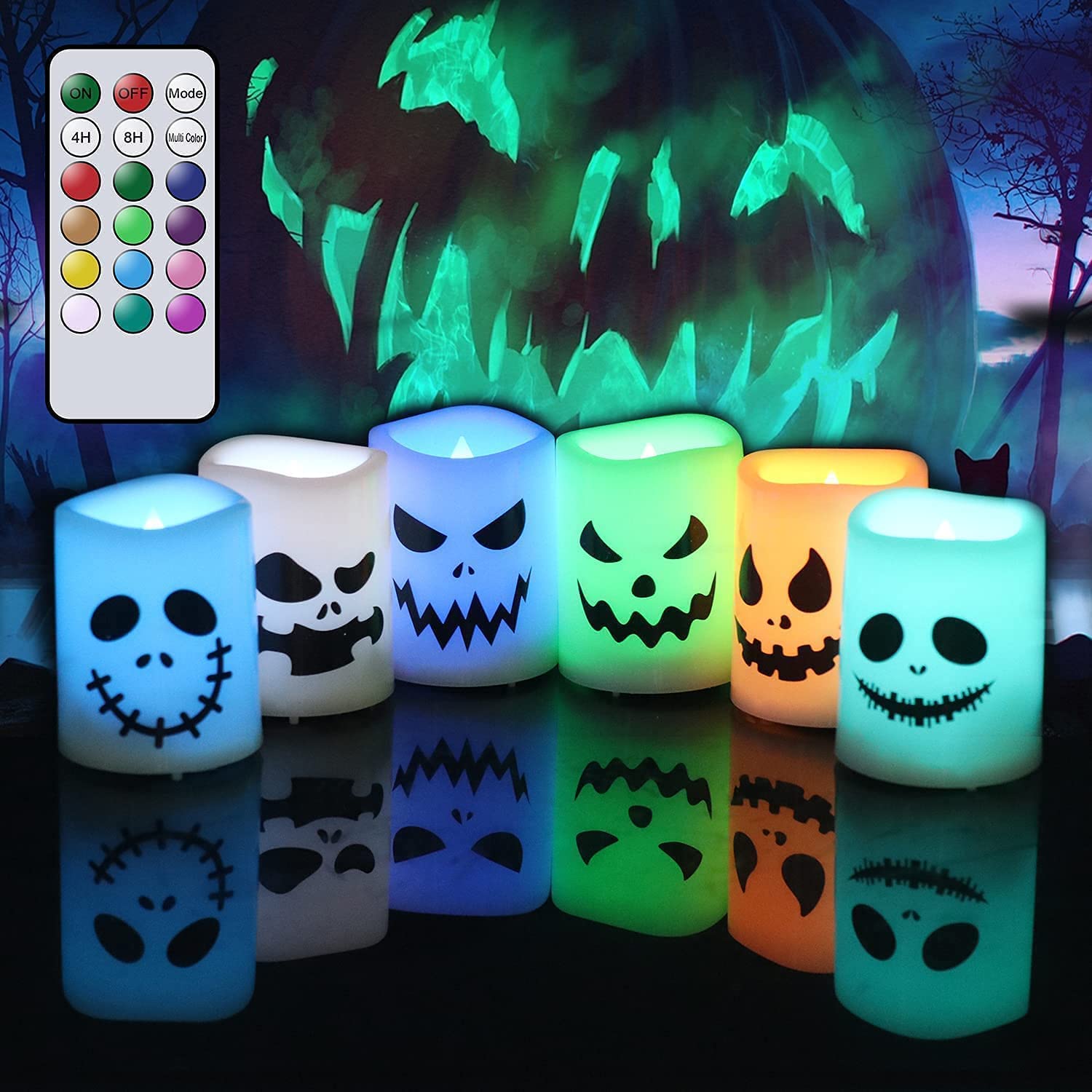 Halloween Flameless Votive Candles Color Changing Battery Operated LED Tealight Candles