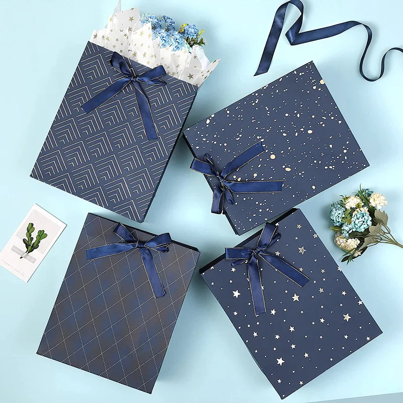 Birthdays Baby Shower weddings Blue Gift Bags with Tissue Paper Use