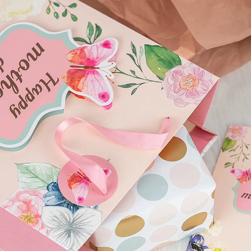 Mothers day Large Shopping Paper Gift Bag with Card Tissue Paper
