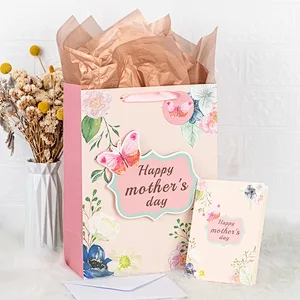 Mothers day Large Shopping Paper Gift Bag with Card Tissue Paper