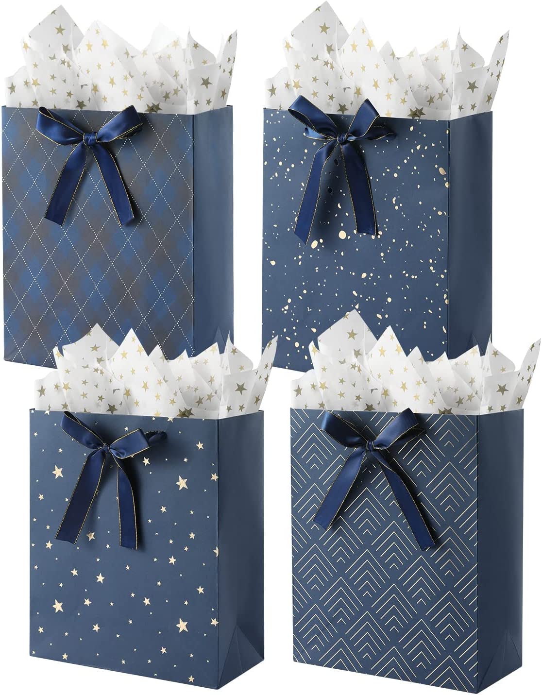 Birthdays Baby Shower weddings Blue Gift Bags with Tissue Paper Use
