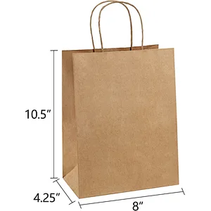 Brown Paper Gift Bags Handles Bulk Kraft Paper Bags Shopping Bags