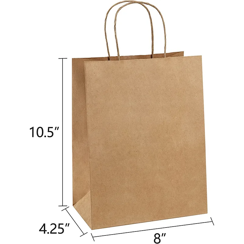 Brown Paper Gift Bags Handles Bulk Kraft Paper Bags Shopping Bags