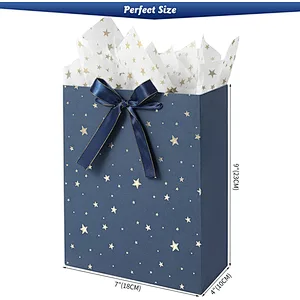 Birthdays Baby Shower weddings Blue Gift Bags with Tissue Paper Use