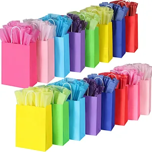 8 Colors Party Favor Bags Gift Bags with Handles Rainbow Gift Bags