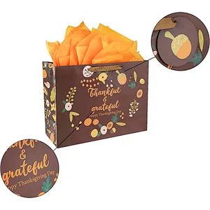 Easter Day Brown Large Paper Shopping Gift Bag with Card Tissue Paper