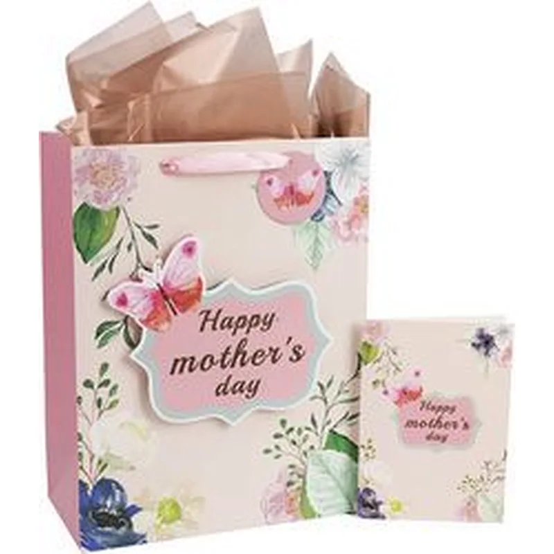 Mothers day Large Shopping Paper Gift Bag with Card Tissue Paper