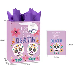 Thanksgiving Day Extra Large Shopping Gift Bag with Greeting Card Tissue Paper