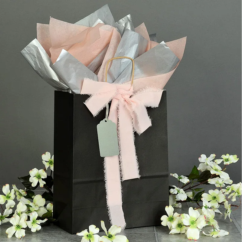 Medium Kraft Paper Shopping Bags Craft Totes Black Gift Bags with Handles