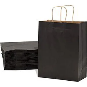 Medium Kraft Paper Shopping Bags Craft Totes Black Gift Bags with Handles
