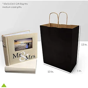 Medium Kraft Paper Shopping Bags Craft Totes Black Gift Bags with Handles