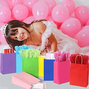 8 Colors Party Favor Bags Gift Bags with Handles Rainbow Gift Bags
