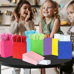 8 Colors Party Favor Bags Gift Bags with Handles Rainbow Gift Bags
