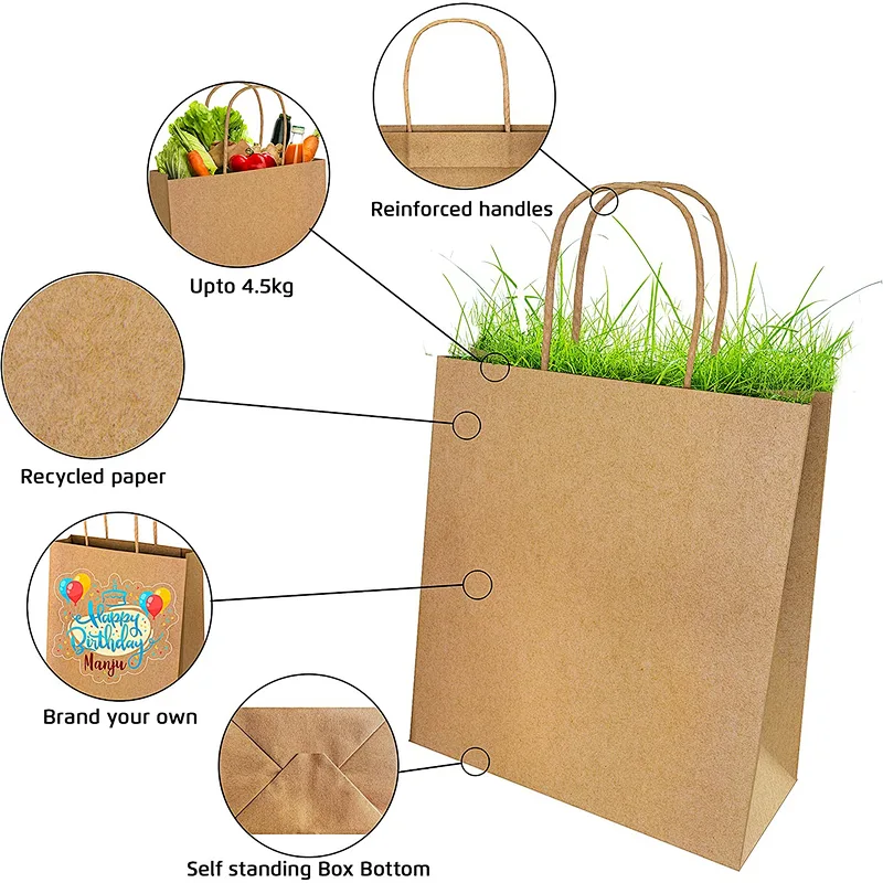 Medium Large Paper Gift Bags Assorted sizes Paper Kraft Paper Bags for Small Business