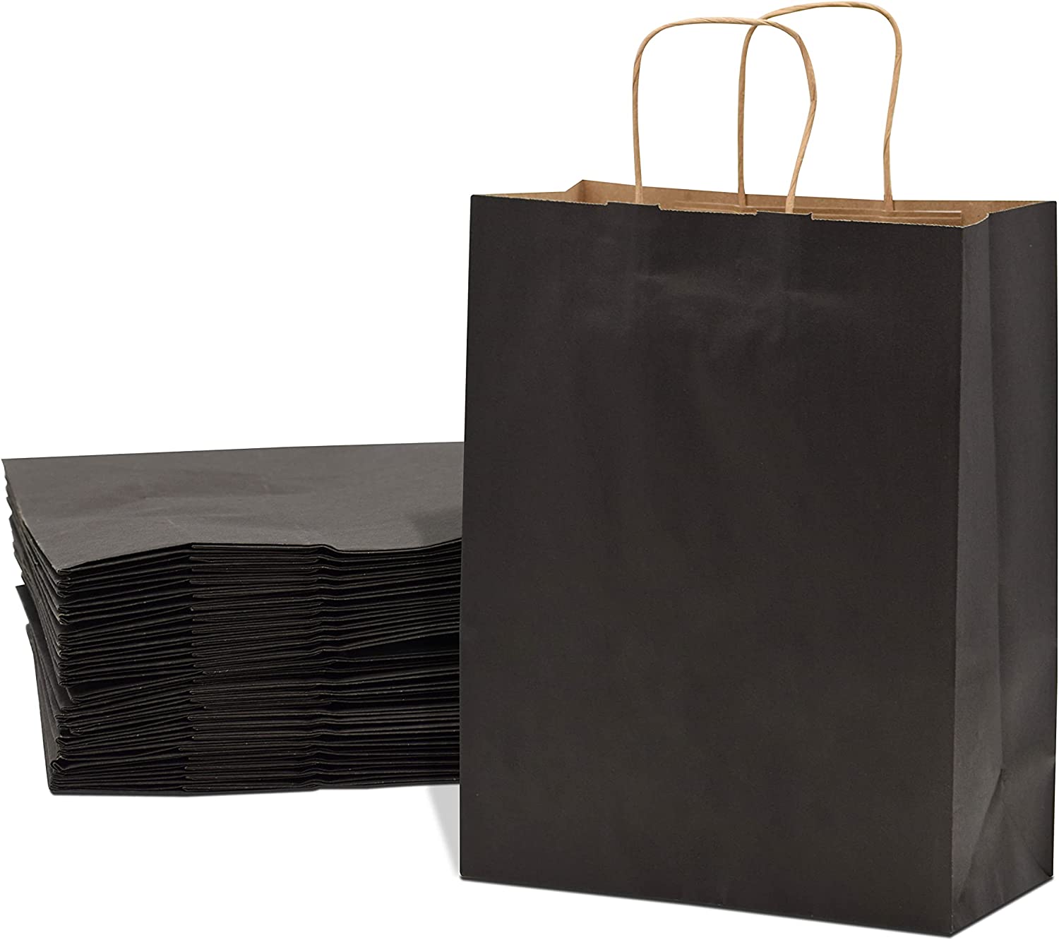 Medium Kraft Paper Shopping Bags Craft Totes Black Gift Bags with Handles