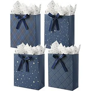 Birthdays Baby Shower weddings Blue Gift Bags with Tissue Paper Use