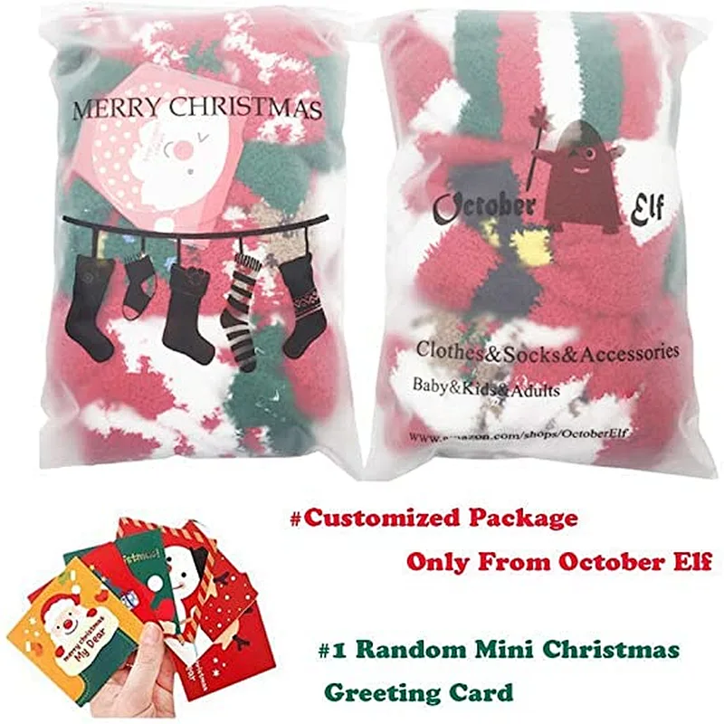 6 Pairs Adult Christmas Holiday Socks Warm Winter Cozy Socks Fuzzy Christmas Socks