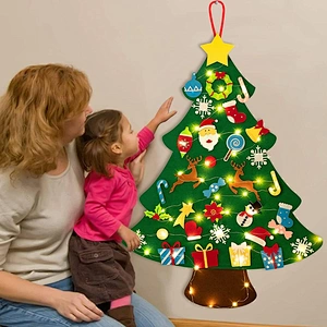 Wholesale Felt Christmas Trees Diy Three Color Splicing Xmax Decorations Felt Christmas Gift Tree Party Felt Ornament Custom