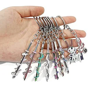 9 Hashiras Demon Slayer Anime Slayer Keychain Pin Set Cartoon Figures Mini Katana Demon Slayer Sword Key Chains