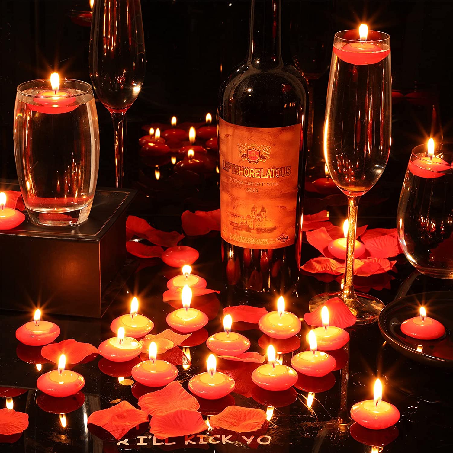 Custom Size 50 Pieces Unscented Valentine's Day Red Floating Candles