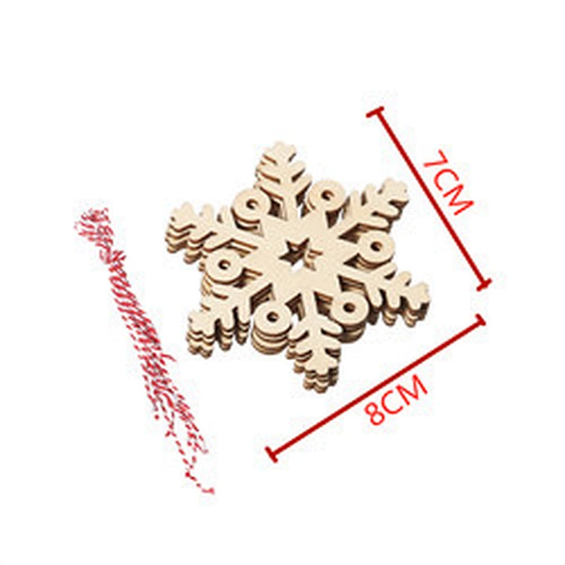 Hot Selling Wooden Hanging Snowflake For Diy Wood Crafts Xmas Ornaments Christmas Tree Decorations