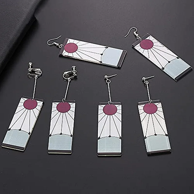Custom 12 Pairs Women Tanjiro Earrings Anime Earrings Cosplay Fashion Acrylic Alloy Resin Demon Slayer Earring