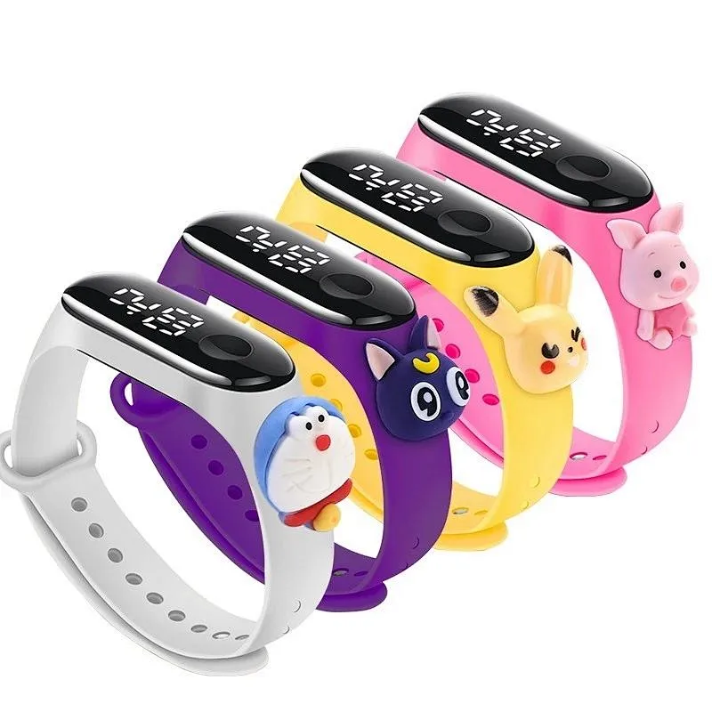 Hot Selling Children's Cartoon Bracelet Led White Light Doll Boy Girl Waterproof Touch Electronic Watch Glass Digital Kids Watch